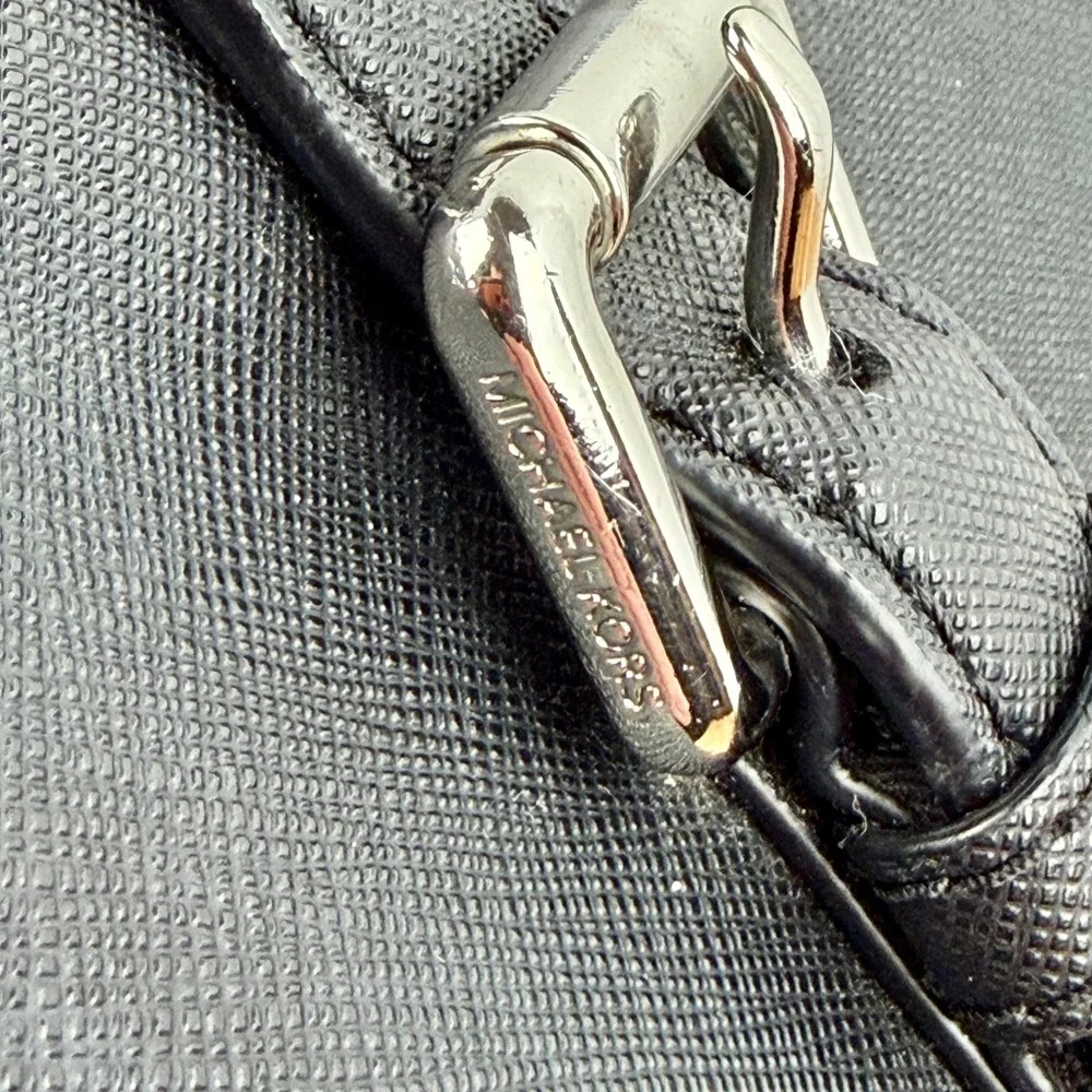 Michael Kors Ciara Satchel Black Saffiano Leather Silver Hardware Handbag